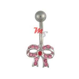    Multi Gem Bow Tie Navel Belly Ring Jeweled New PINK HOT: Jewelry