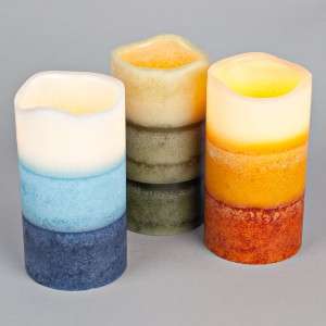 NEW 3x6 Flameless LED Wax Stacked Color Candle w/ Timer Feature 
