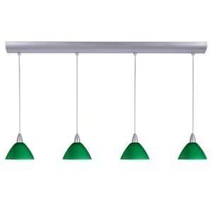  Domi Contemporary / Modern Four Light Pendant with Green Glass fr