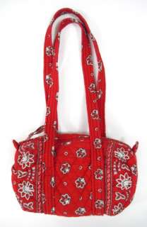 VERA BRADLEY Red Printed Quilted Shoulder Handbag Tote  