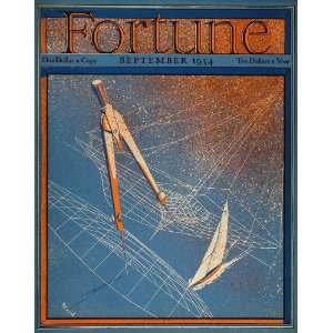  1934 Fortune Cover Architect Compass Sailboat T. Wood 