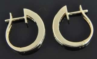   Gold .18 CT Diamond Channel French Clip Polished Huggie Hoop Earrings