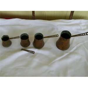 Vintage Tin Lined Copper Measuring Scoop Set Scoops