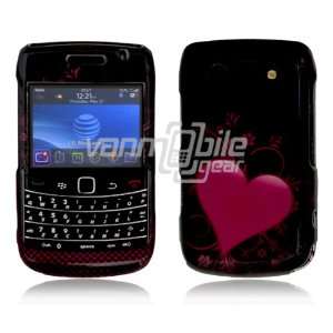 Black/Red Heart Hard Design 2 Pc Faceplate Case for BlackBerry Bold 