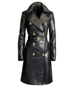 VERSACE for H&M Leather Gold Stud Trench Coat 38 (6 8 M) *RARE*  