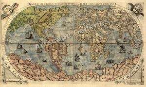 1565 Known World Map Gastaldi Bertelli Americas   24x40  
