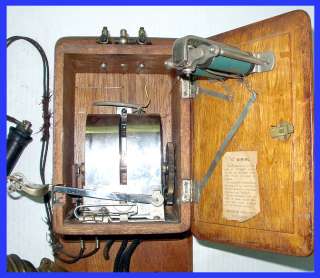 c1898 AMERICAN ELECTRIC TELEPHONE CO  Chicago  WALL Phone w/ LONG POLE 