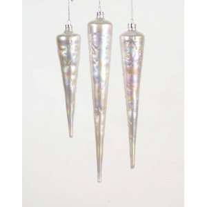   Iridescent White Glass Icicle Christmas Ornaments 13 Everything Else