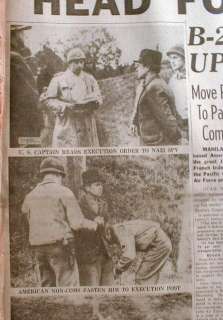   newspaper w 3 Frnt Page Pictures NAZI SPY EXECUTED by US Firing Squad
