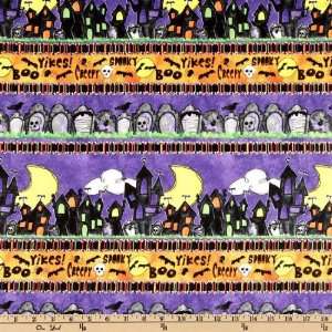  44 Wide Batty Halloween Spooky Village Stripe Purple 