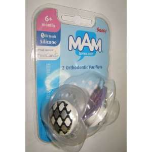  SASSY MAM Black & White 6+ silicone pacifiers 2 pack Baby