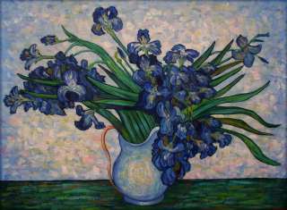 High Q. Hand Painted Oil Painting Repro Van Gogh Irises in Vase  