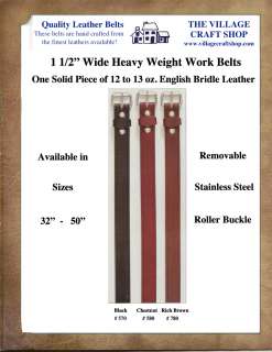 WIDE AMISH HAND MADE WORK BELTS   13 OZ LEATHER  