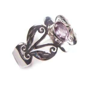   Ring with Oval Genuine Stone Sterling Silver   Fair Trade Artisan Made