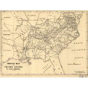 Civil War Map Sketch map of United States of North America. 1861 65 By 