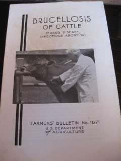 USDA FARMERS BULLETIN #1871 BRUCELLOSIS OF CATTLE 1941  