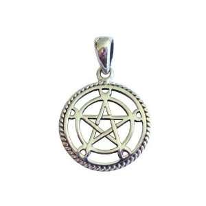   Sterling Silver Moon Pentacle Pendant   Wiccan Pagan Jewelry: Jewelry