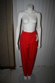 ESCADA Margaretha Ley RED Vintage 1980s High Waist PANTS Size 38/8 