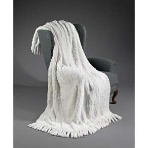  White Knit Fur Throw Blanket