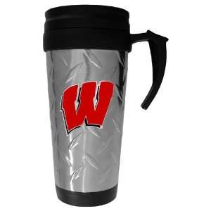 Wisconsin Badgers NCAA Diamond Plate Travel Mug:  Sports 