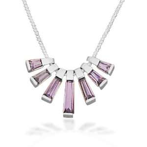   Purple CZ Necklace 1mm Box Chain With Lobster Clasp   JewelryWeb