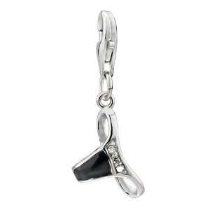 Amore Lavita(tm) Black Underpant Clear Crystal Sterling Silver Clasp 