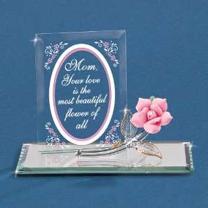  Most Beautiful Flower Pink Rose Glass Figurine Jewelry