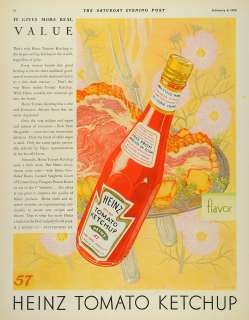   vintage art 1929 ad heinz 57 tomato ketchup bottle meal original
