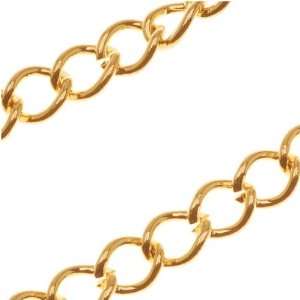 Bright 22K Gold Plated Curb Chain 5mm x 6mm 20 Gauge Bulk By The Foot 