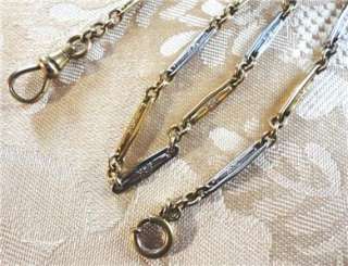 Vintage SIMMONS Gold Pl Pocket Watch Chain 2 colors Decorated Links 15 
