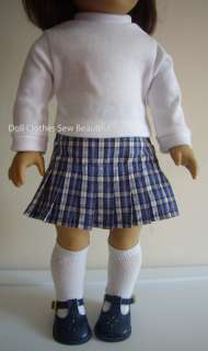 18 Inch DOLL CLOTHES Plaid Pleated Skirt School Uniform  