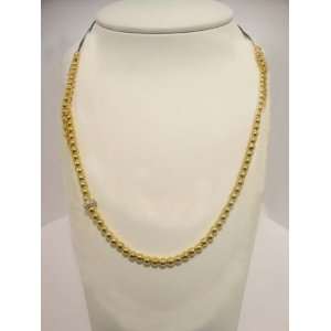 23 Ball Style Necklace with Round CZ Ball Yellow Gold 