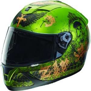 Z1R Jackal Pandora Adult On Road Racing Motorcycle Helmet   Green / X 