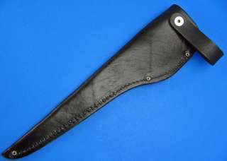 Black Leather Belt Sheath for Fixed Blade Fillet Knife  