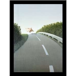 AUTOBAHN PIG Highway Pig Animal art FRAMED PRINT   Michael Sowa 