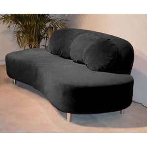   Curved Sofa with Matching Ottoman in Black Micro Suede: Home & Kitchen