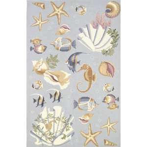   Rugs Colonial Lt. Blue Ocean Life Rectangle 3.60 x 5.60 Area Rug: Home