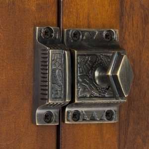  Solid Brass Cabinet Latch with Diamond Knob   Antique 