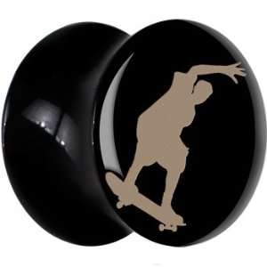  18mm  Black Acrylic Skateboarder Saddle Plug Jewelry