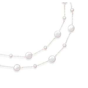   Double Strand Necklace with Cultured Freshwater Round and Coin Pearls
