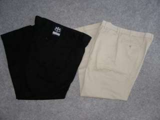 NEW MERONA Mens Pants Ultimate Khaki Pleated Front Cuffed Bottom Black 