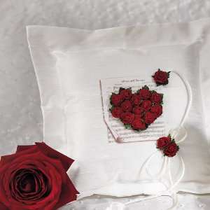   Baby Keepsake Flower of Love In Romantic Red Square Ring Pillow Baby