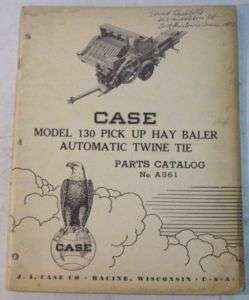 Case 1955 130 Hay Baler Automatic Twine Tie Parts Book  