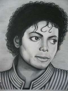   Kind) Michael Jackson Thriller Portrait Pencil Drawing Original  