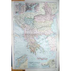  BACON MAP 1894 TURKEY DARDANELLES ATHENS BOSPORUS