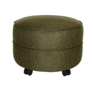    Mossy Green Fabric Round Non storage Ottoman 