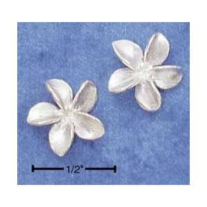  Sterling Silver Tiny Satin Flower Post Earrings 