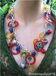 HANDMADE ARTISAN MULTI COLOR CHARMS & BEADS NECKLACE  