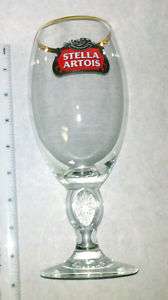 Stella Artois Beer Glass with Gold Trim Collectible  
