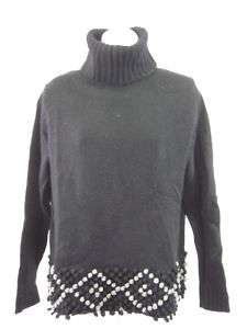 JILLIAN JONES Black Wool Turtleneck Sweater Top Size M  